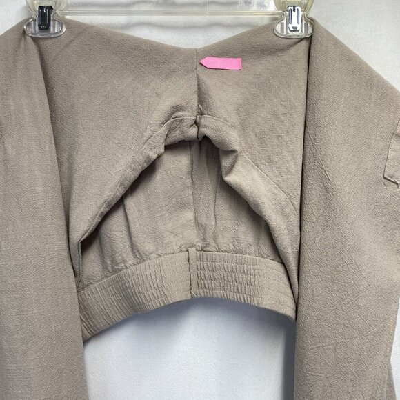 Adrienne Vittadini High Waisted Wide Leg Cargo Pants Women XL Beige Side Pockets - Picture 3 of 16